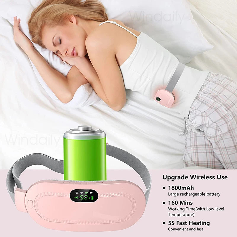 Electric Menstrual Heating Pad Smart Warm Palace Belt Abdominal Belly Vibration Massager Period Pain Relief Waist Cramps Device