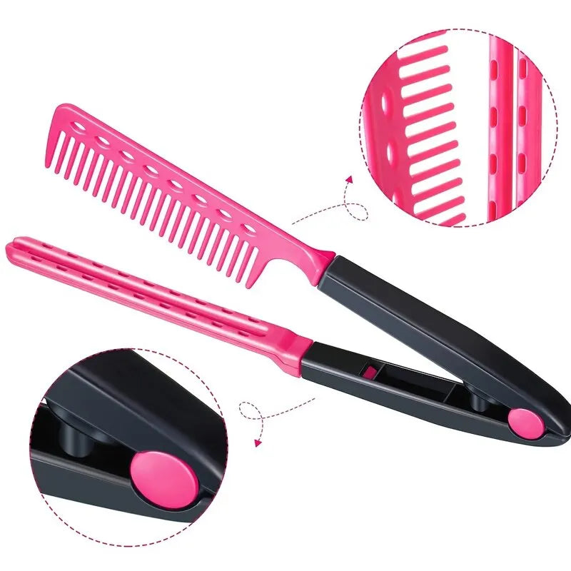 1pc V-shaped Flat Comb Hairpin Salon Hair Brush Combs Hairdressing Styling Fluffy Anti-Static Comb Rolling Curly For Household