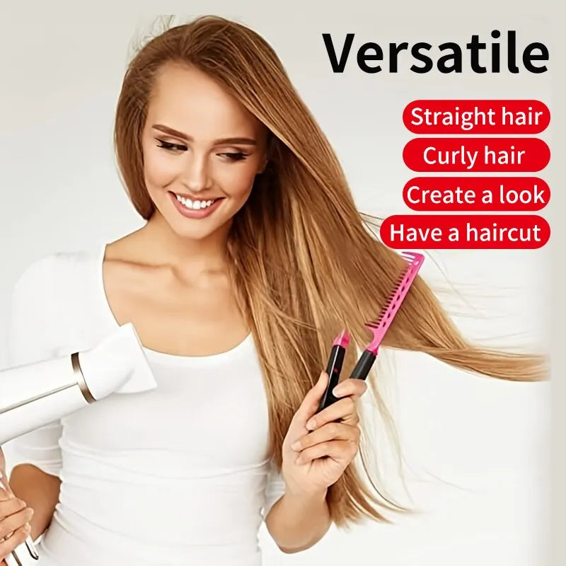 1pc V-shaped Flat Comb Hairpin Salon Hair Brush Combs Hairdressing Styling Fluffy Anti-Static Comb Rolling Curly For Household