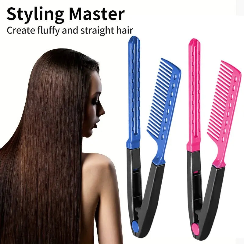 1pc V-shaped Flat Comb Hairpin Salon Hair Brush Combs Hairdressing Styling Fluffy Anti-Static Comb Rolling Curly For Household