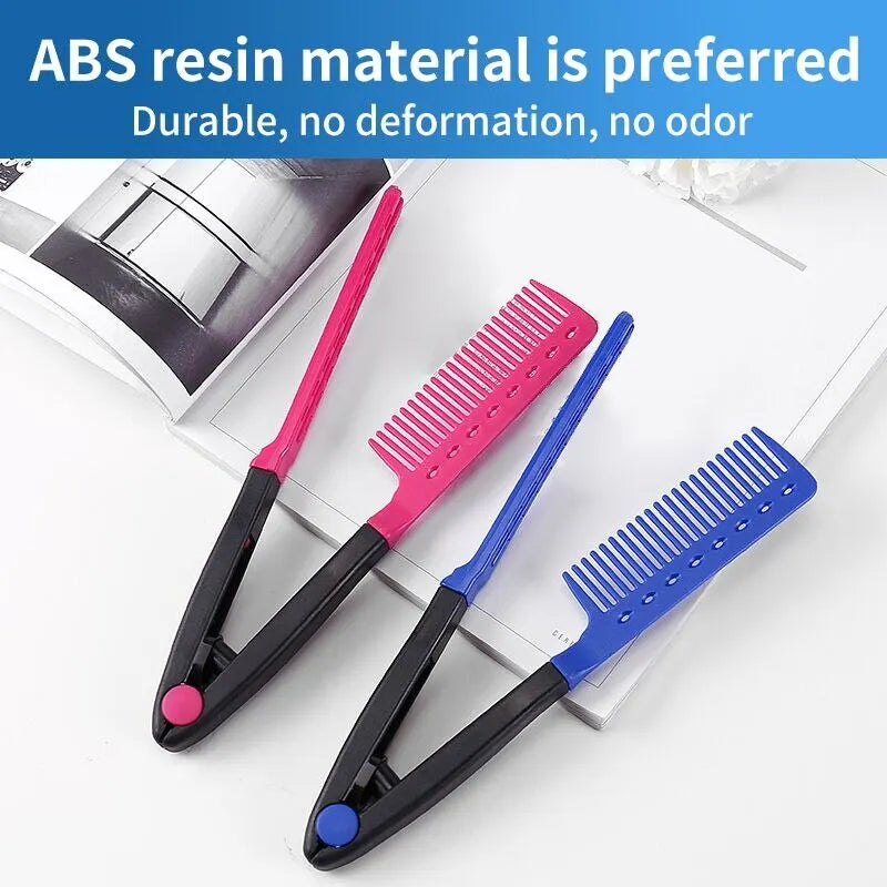 1pc V-shaped Flat Comb Hairpin Salon Hair Brush Combs Hairdressing Styling Fluffy Anti-Static Comb Rolling Curly For Household