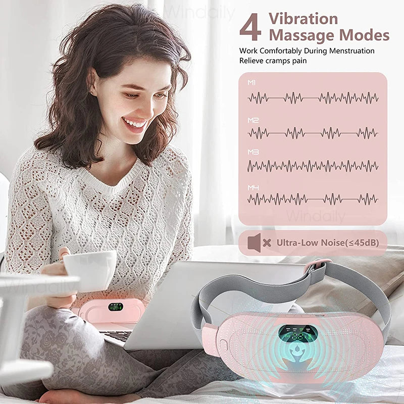 Electric Menstrual Heating Pad Smart Warm Palace Belt Abdominal Belly Vibration Massager Period Pain Relief Waist Cramps Device