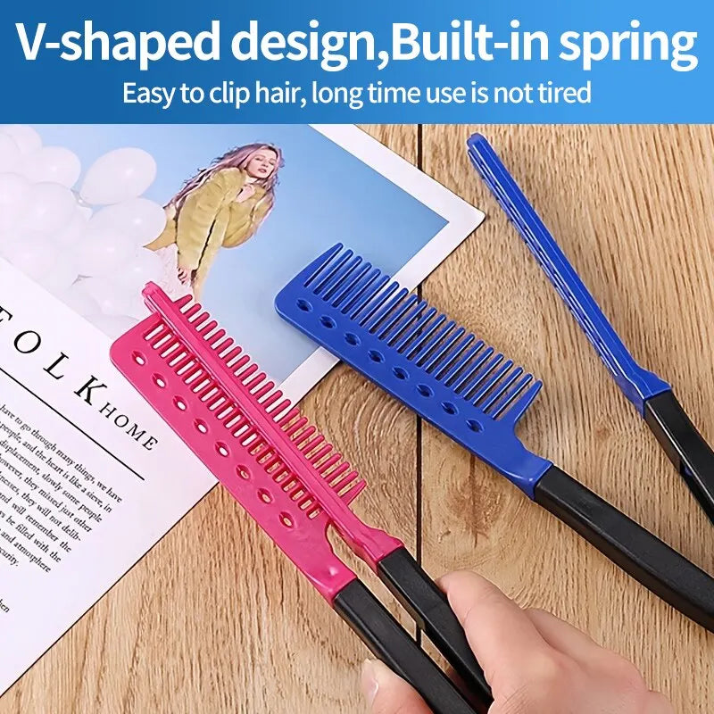 1pc V-shaped Flat Comb Hairpin Salon Hair Brush Combs Hairdressing Styling Fluffy Anti-Static Comb Rolling Curly For Household